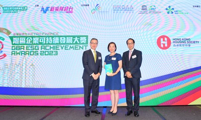 HKHS Corporate Communications Director Pamela Leung (center) received the 